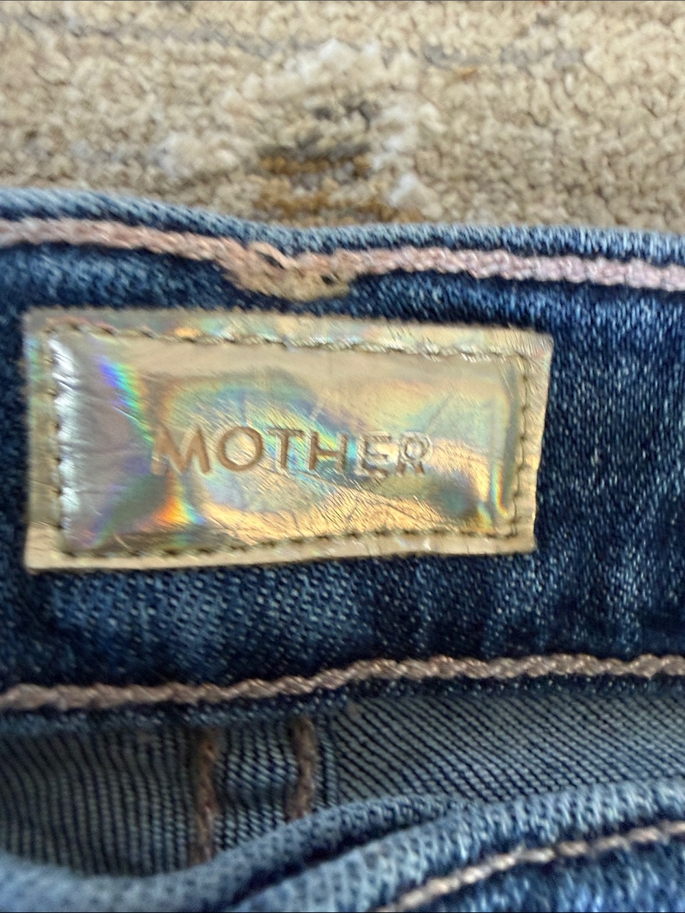 MOTHER Indigo Blue Women’s Denim Jeans with Holographic Label